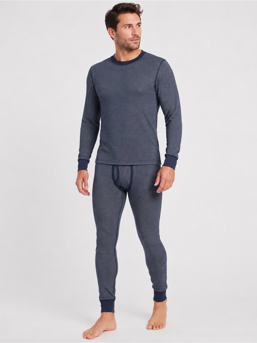 Magellan Outdoors Thermal Base Layer Set Mens M Blue Gray Waffle Knit Pants